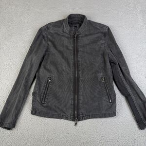 JOHN VARVATOS USA Jacket Mens Large Gray Full Zip Mock Neck Zip Sleeves O1500T1B